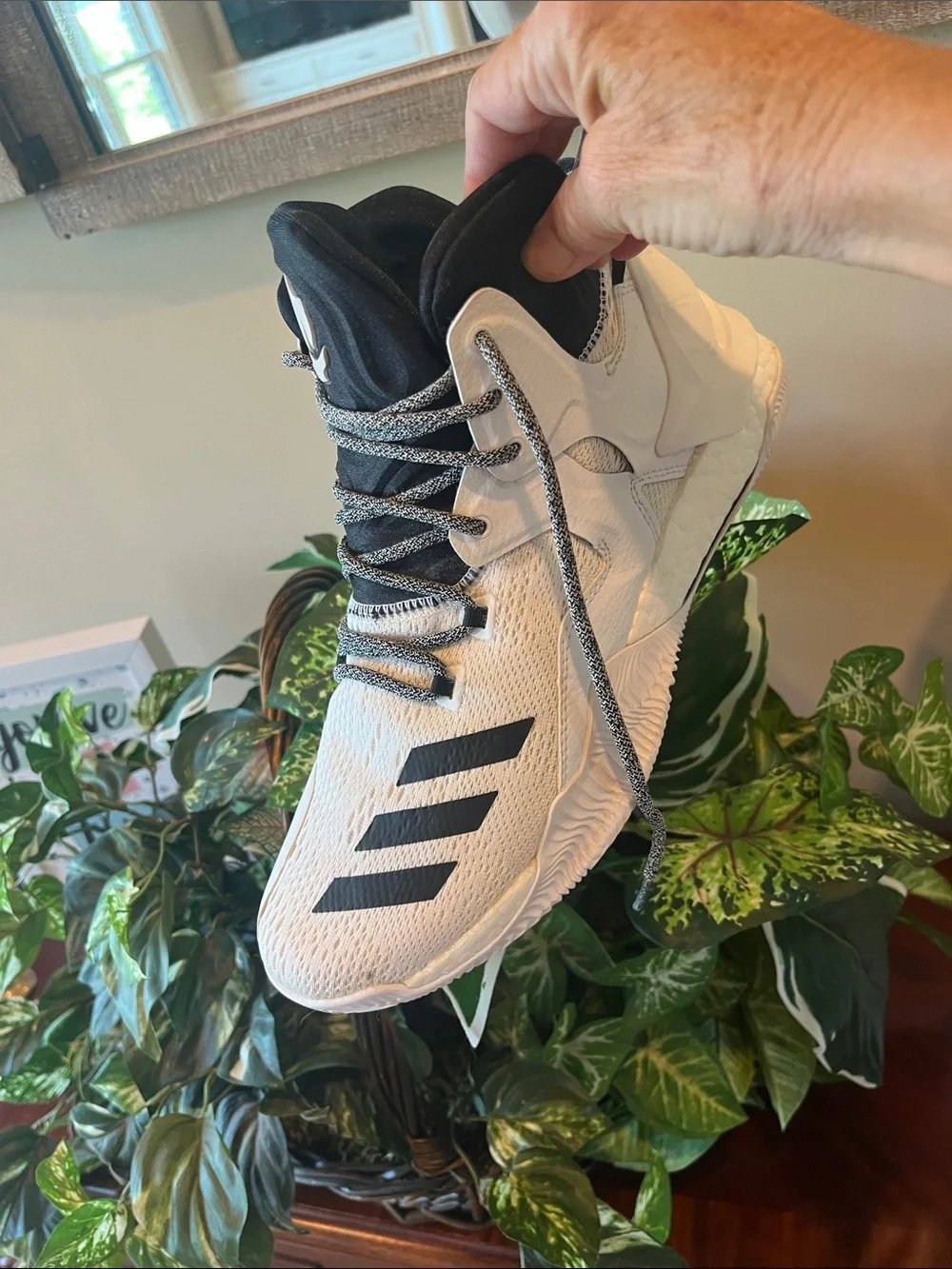 Adidas  D Rose Men’s High-Top Basketball Shoes - White & Black